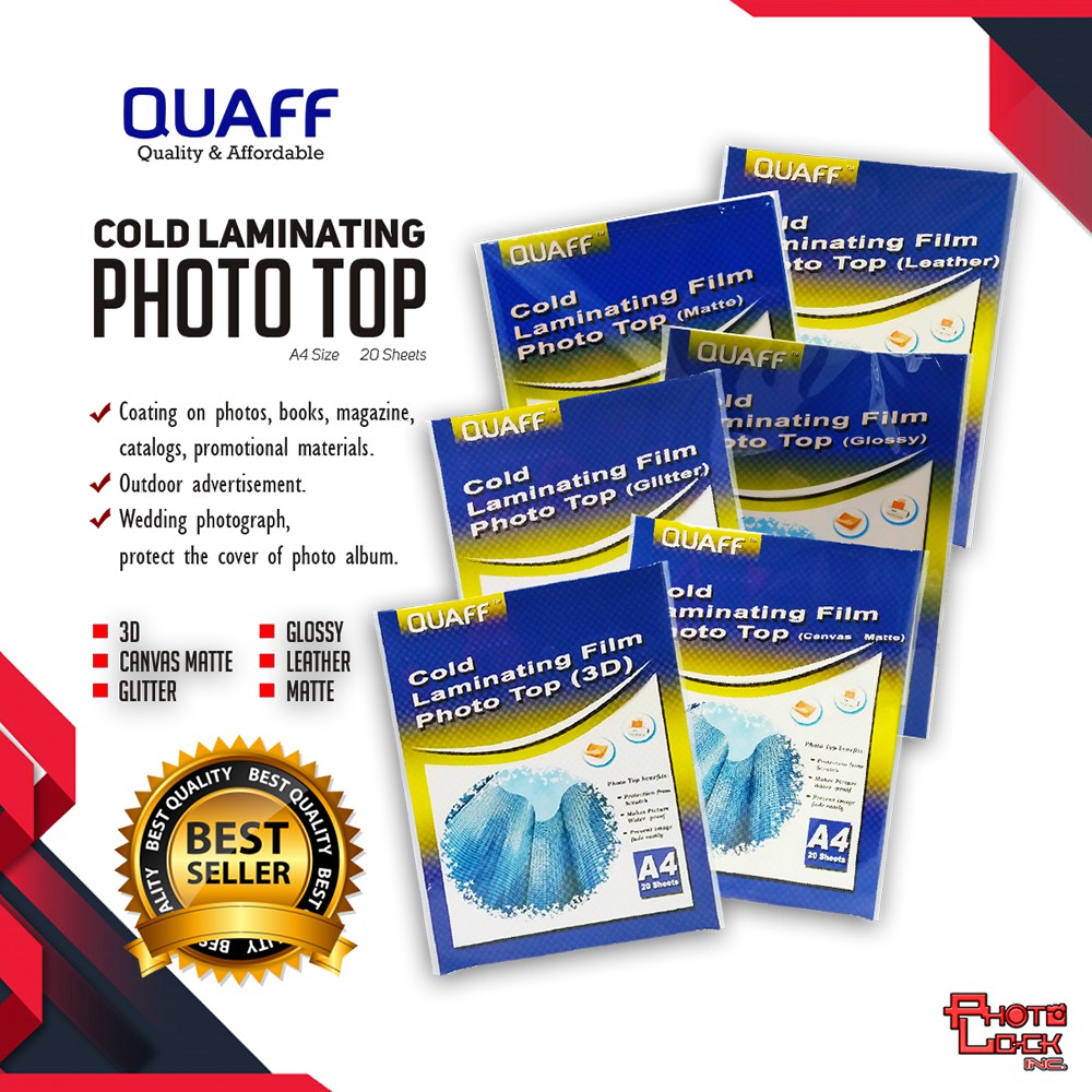 QUAFF Photo Top / Cold Laminating Film A4 Size 80micron (20 sheets