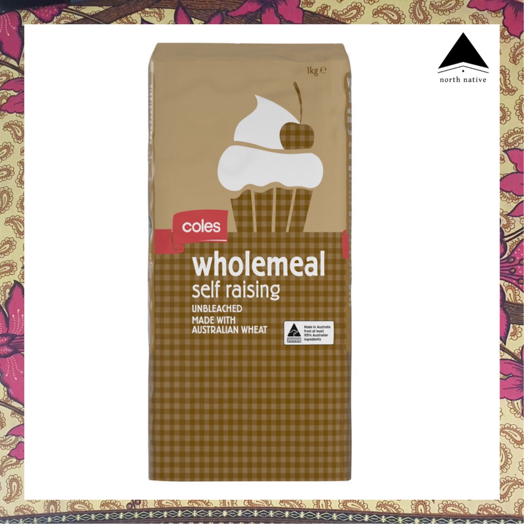 Wholemeal Self Raising Flour by Coles (10.3 Protein), 1kg, Unbleached