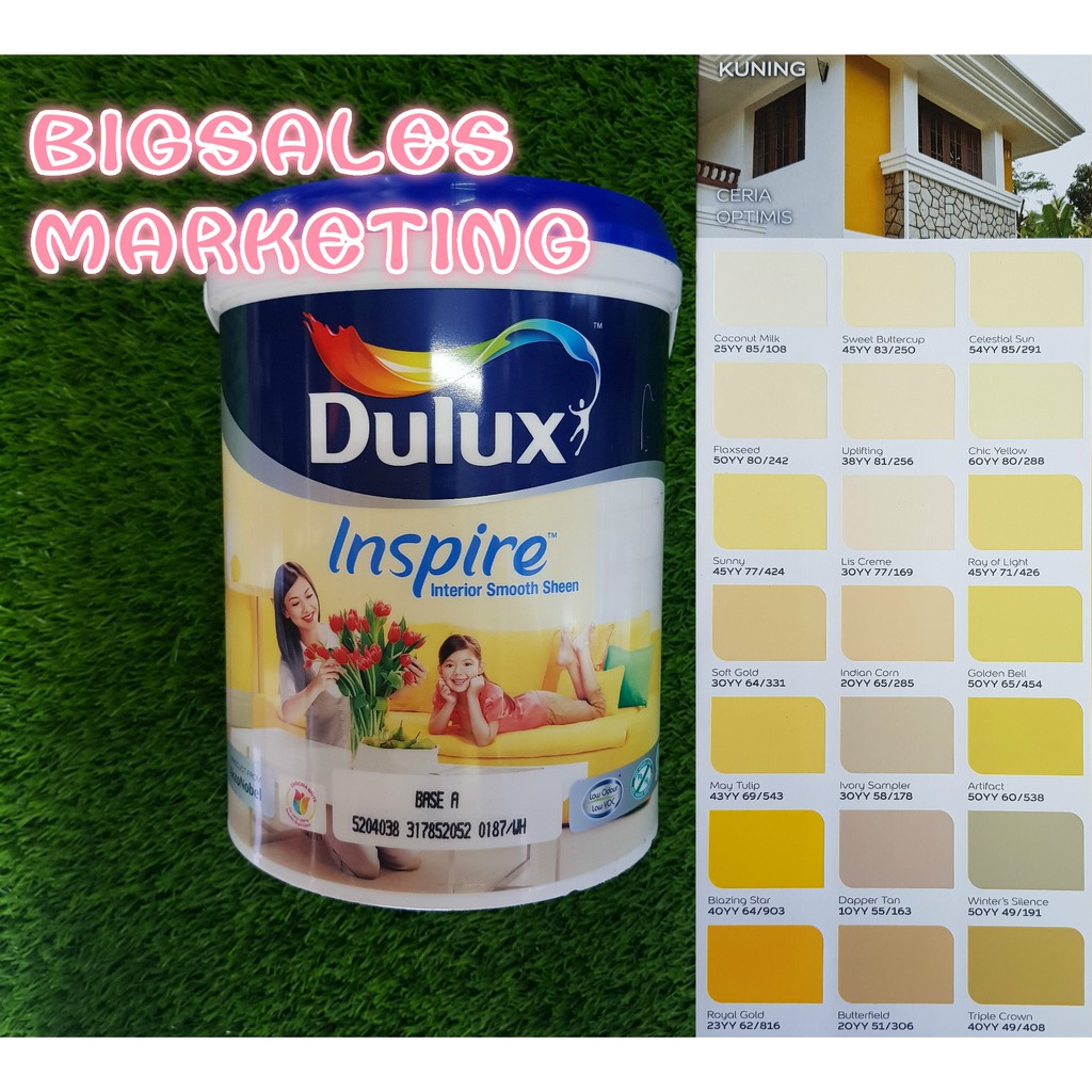Malaysia] 5 Litre ICI DULUX Inspire Interior Smooth Sheen Paints (Yellows) Shopee