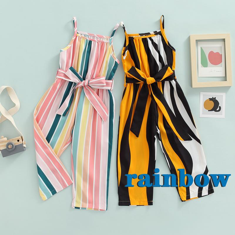 RAINBOWFashionable Little Girl Jumpsuit, Spaghetti Square Neck