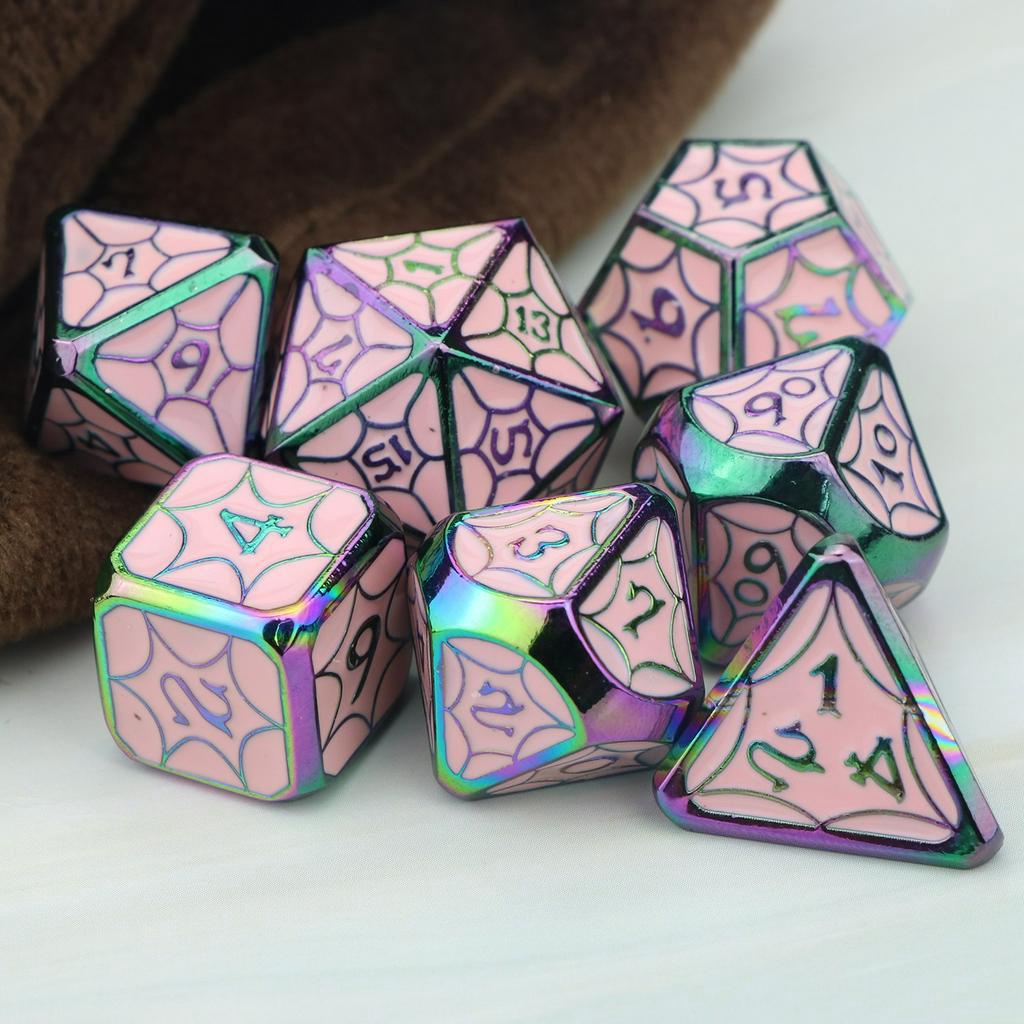 Dnd dice polyhedral metal dice set d&d dice rainbow dice tabletop rpg