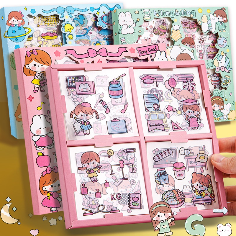 100 Sheets/Box Cartoon Sticker Set Kawaii Stickers Decoration Soft Cute