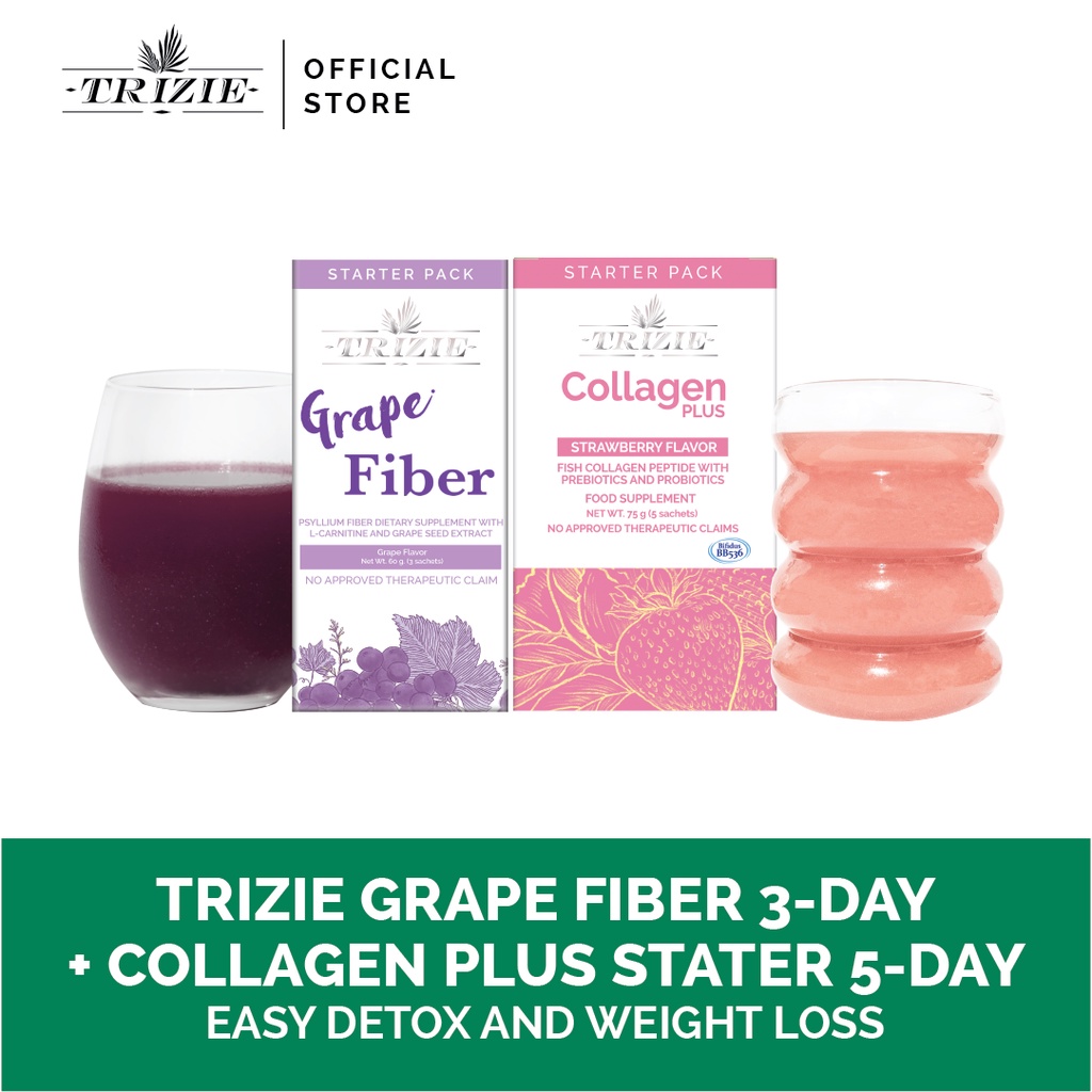 TRIZIE Collagen PLUS Prebiotics 5 sachets and Grape Fiber 3 sachets