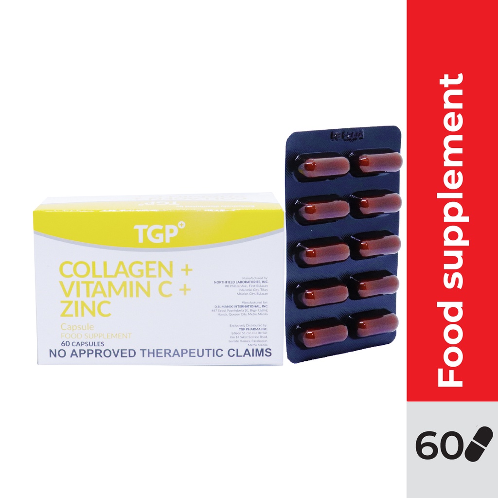 TGP Collagen + Vitamin C + Zinc Capsules 400/100/4mg 60 capsules (1 BOX