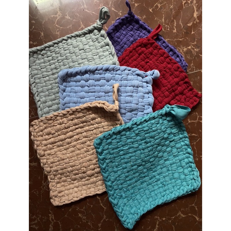 Handwoven Square Pot holder Mini Pot holders Cute Coaster Plain