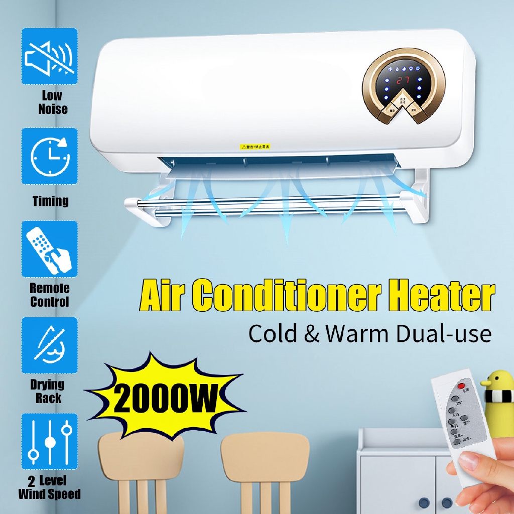 2000W Wall Mounted Air Cooler Conditioner Heater Fan Heating Cooling