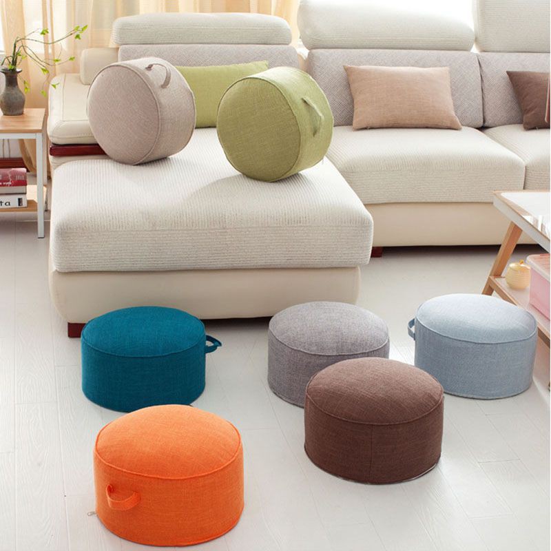 Tatami Round Floor Pillow Seat Cotton Linen Cushion Meditation Stool