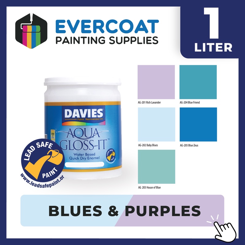 Davies Paints for Wood and Metal Aqua GlossIt 1Liter ( Blues