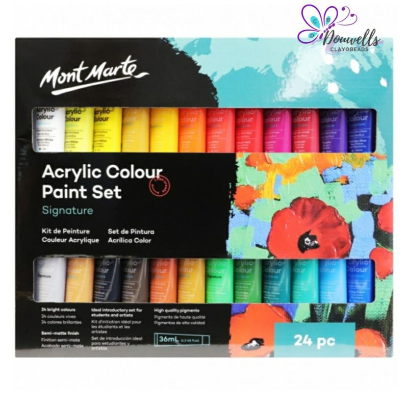24Pce 36ml Tube Acrylic Colour Paint Set Mont Marte Signature Acrylic