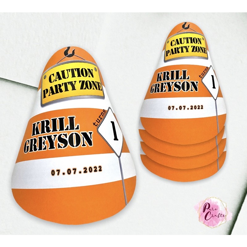 Personalized TRAFFIC CONE/ CONSTRUCTION/ ENGINEERING PARTY HATS