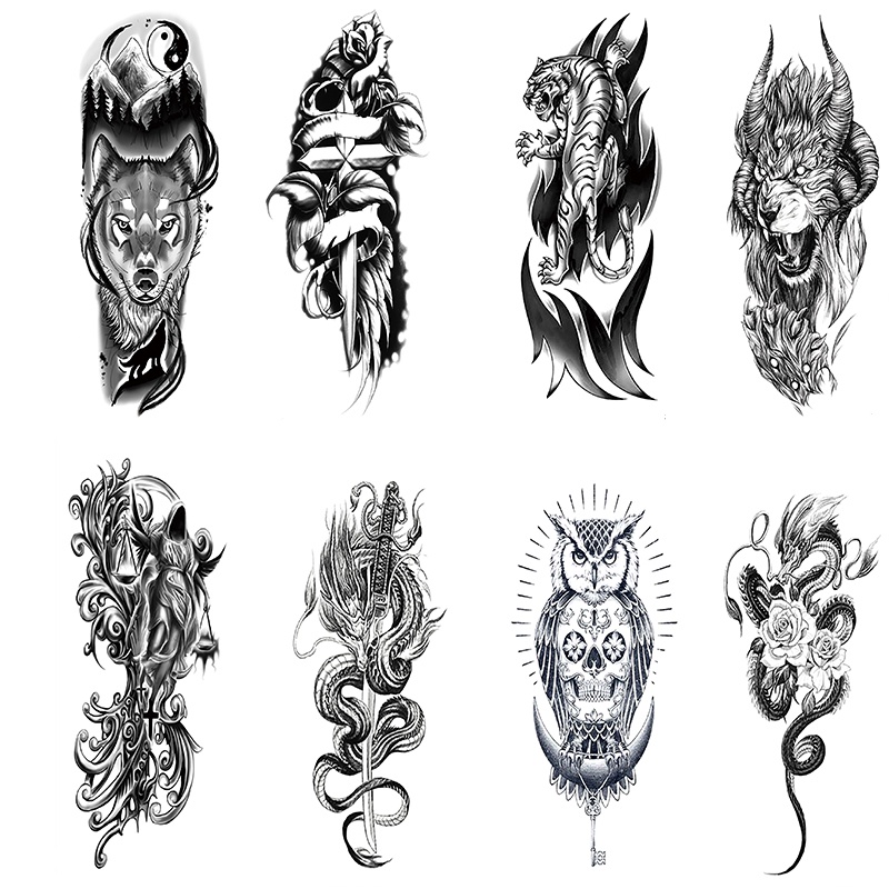 Black Temporary Tattoo Stickers For Men And Women Arm Leg Chest Tattoo