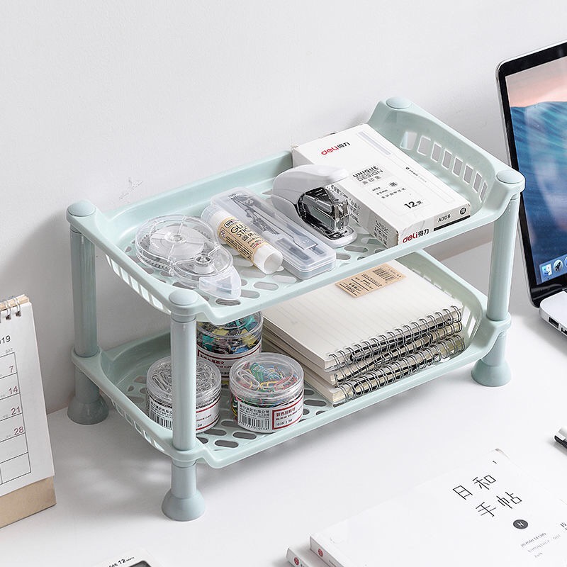 M&A PHC 2Layer Kitchen and Bathroom Plastic Storage Rack for Home Organization Racks and