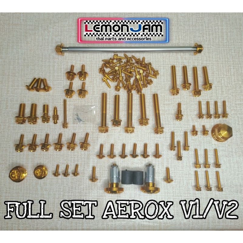 FULL SET HENG GOLD BOLTS FOR AEROX V1 / V2 Shopee Philippines