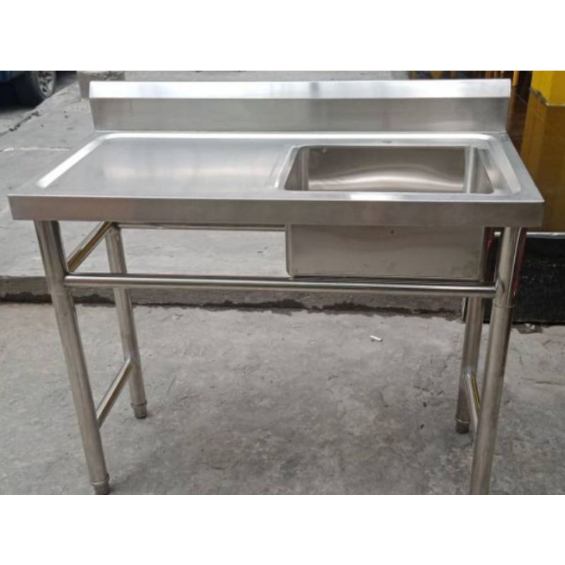 STAINLESS SINK WITH STAND AND DRAIN BOARD 100X50X80CM (RIGHT SINK