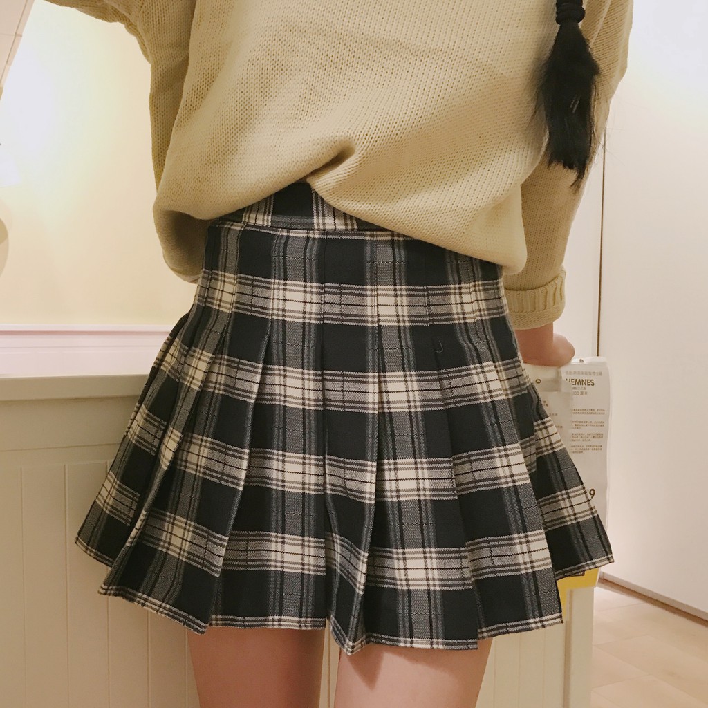Korean Trendy Skirts Plaid Pleated Tennis Skirts Shopee Philippines