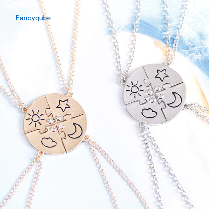 4 Piece Set Best Friend Friendship Necklace Sun Moon Cloud And Star