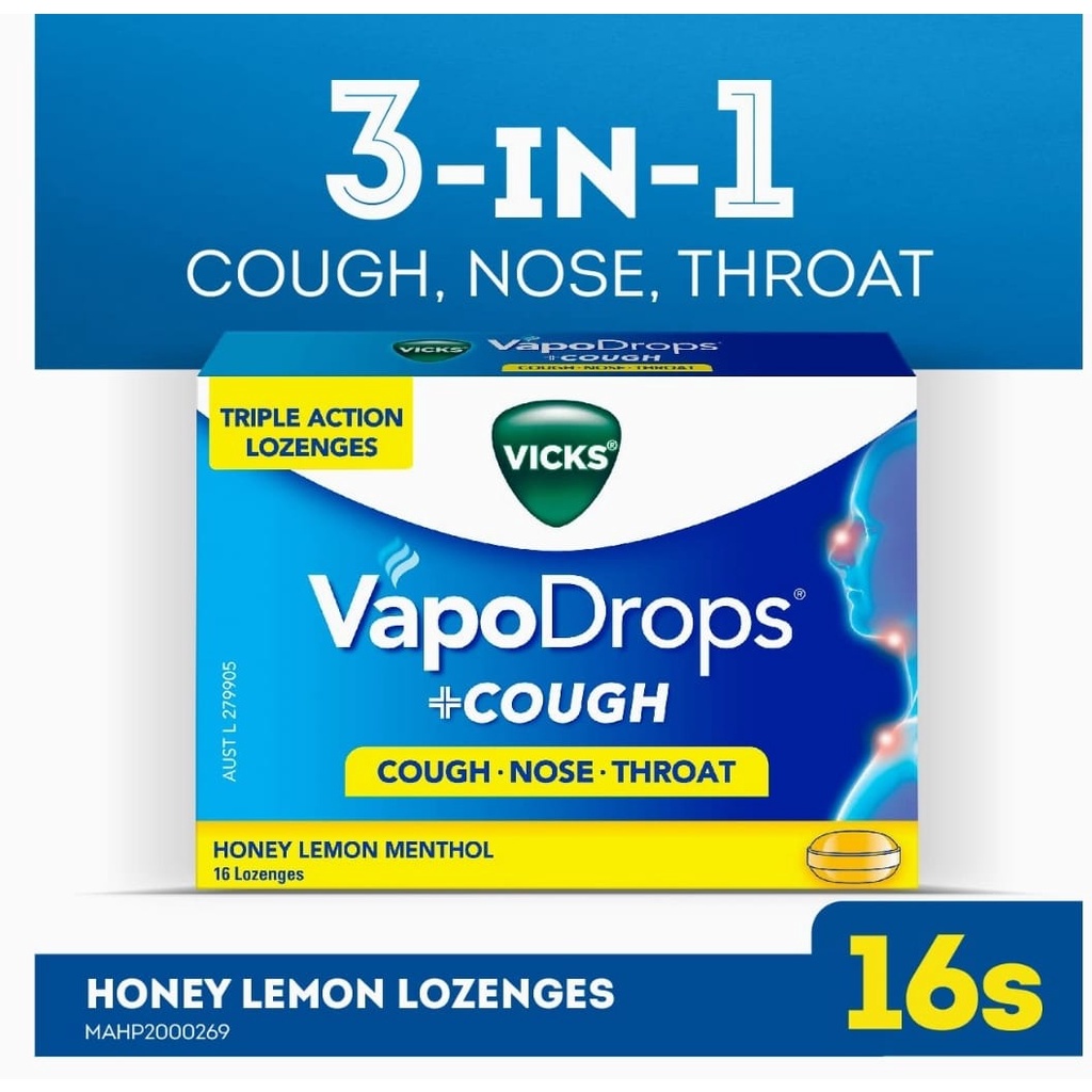 Vicks VapoDrops Honey Lemon Menthol Clay 16 lozenges Shopee Philippines