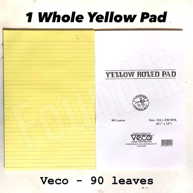 1 Whole Yellow Pad Veco (90 Leaves) Shopee Philippines