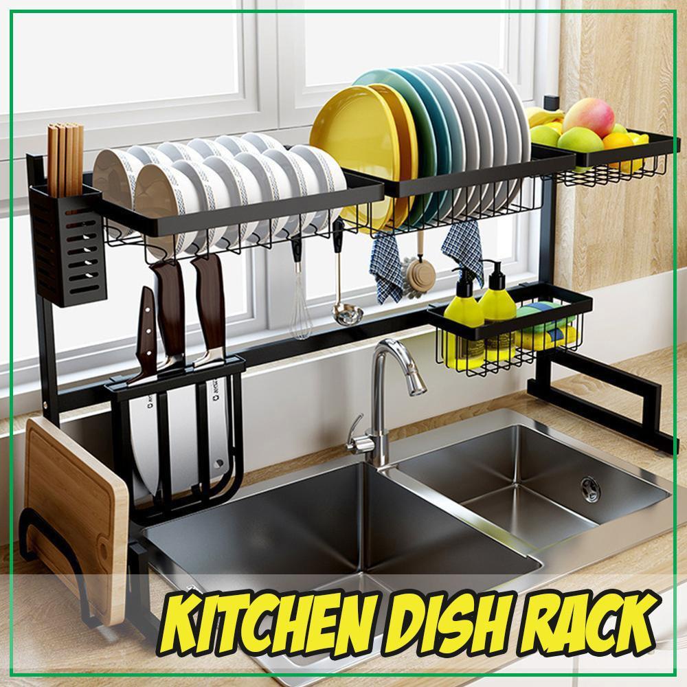 85cm Kitchen Dish Drying Rack Stainless Steel Over Sink (Countertop