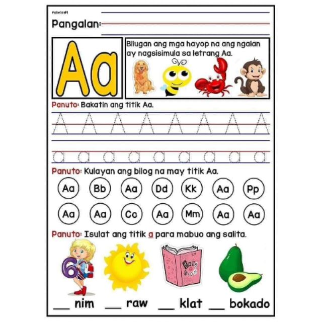 Tagalog Activity Sheet