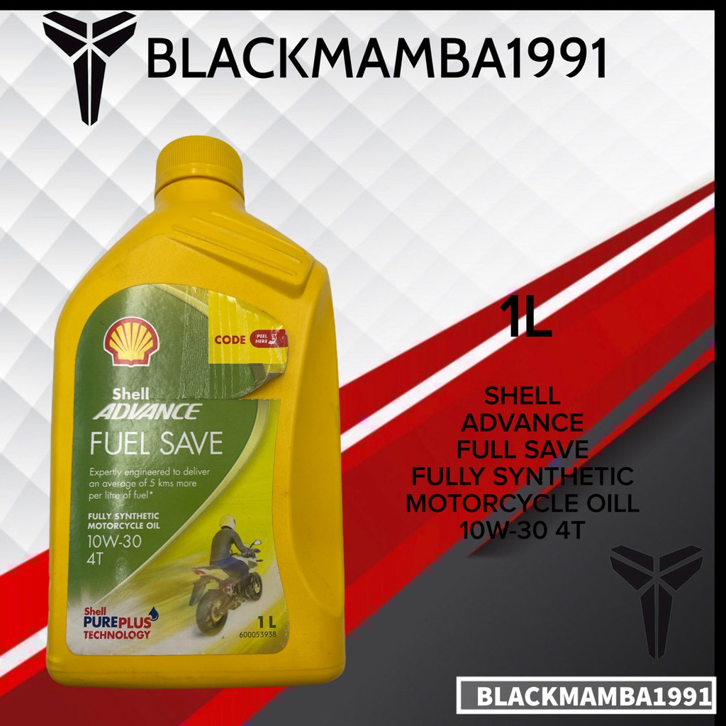 SHELL ADVANCE FUEL SAVE FULLY SYNTHETIC MOTORCYCLE OIL 10W30 4T