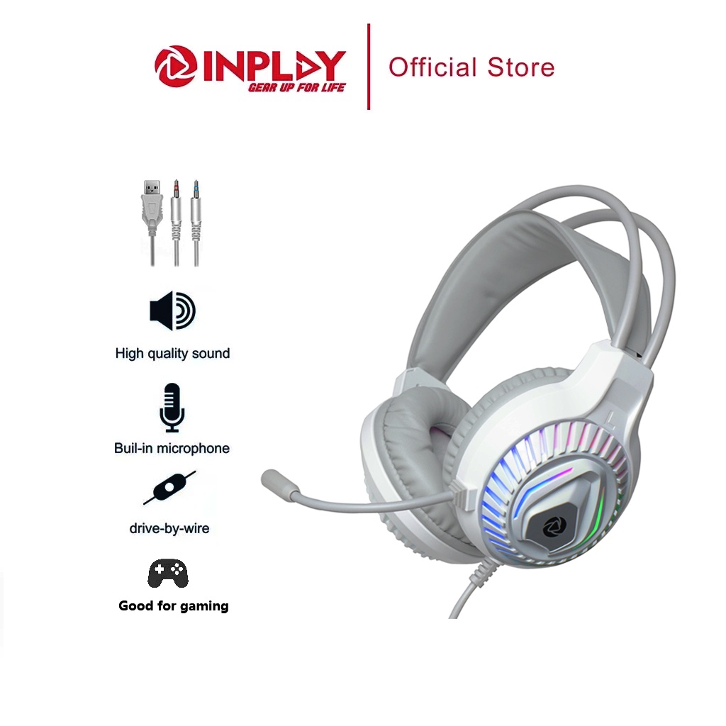 INPLAY H20 Gaming Headset RGB Light Noise Cancellation Wired Headphone