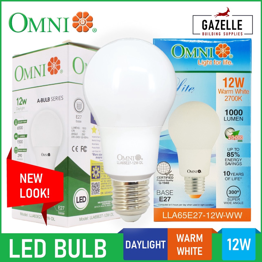 Omni LED Lite A65 Light Bulb E27 Warm White / Daylight 12 Watts