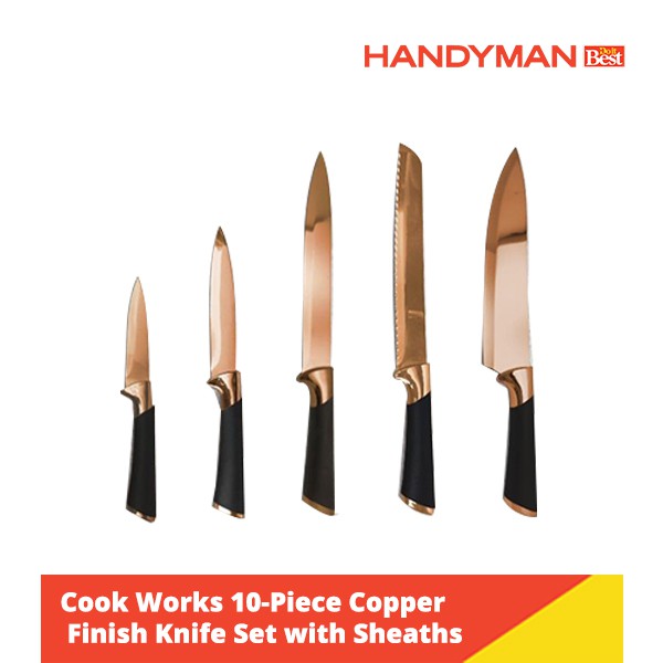 Cook Works 10Piece Copper Finish Knife Set with Sheaths Shopee