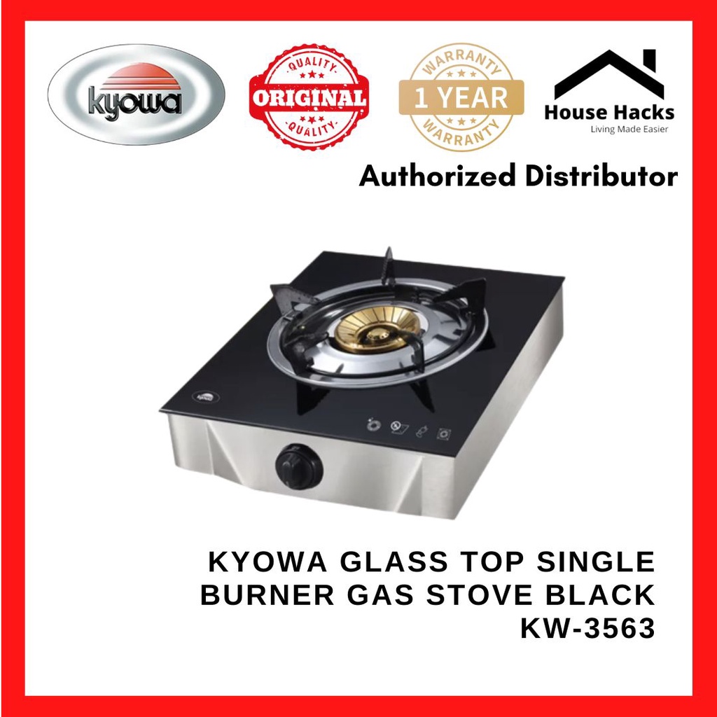 Kyowa Glass Top Single Burner Gas Stove Black KW3563 (House Hacks