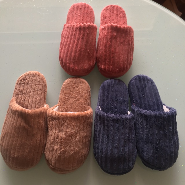 Ladies Cotton Slippers Solid Color Warm Indoor Slippers Shopee
