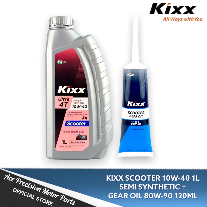 KIXX SCOOTER 10W40 SEMI SYNTHETIC 1L + GEAR OIL 80W90 120ML Shopee