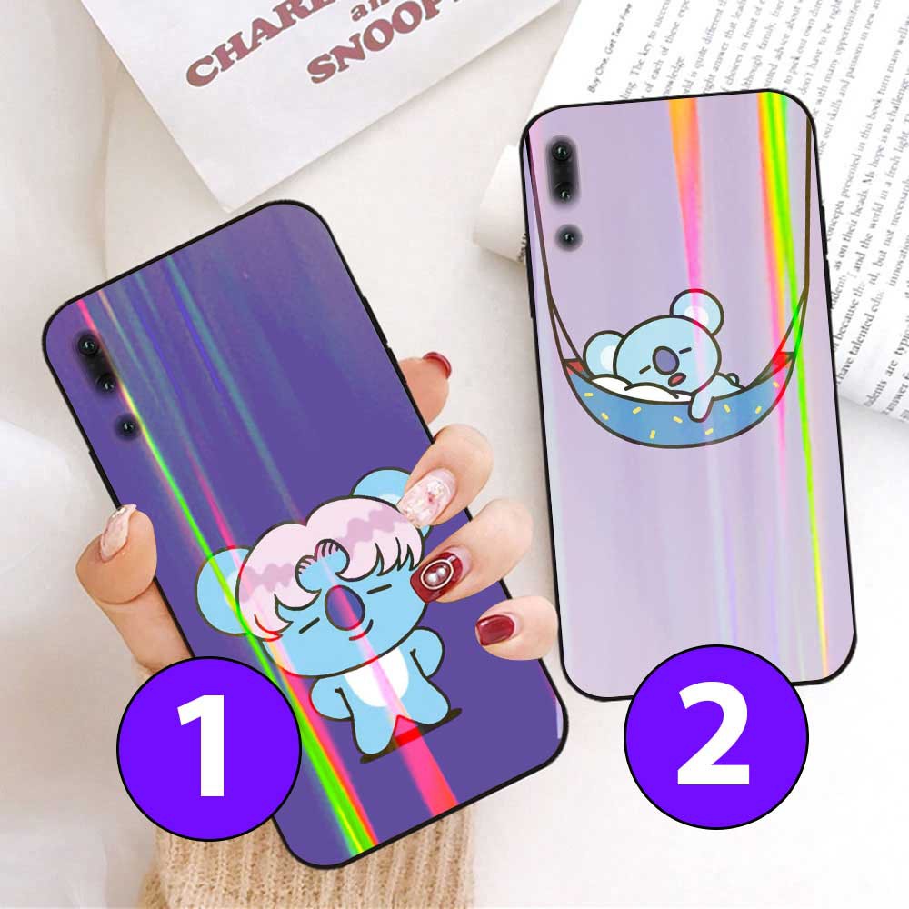 BT21 Koya Rainbow Effect Tempered Glass Case IPHONE 6s 6+ ip7 7+ X XS