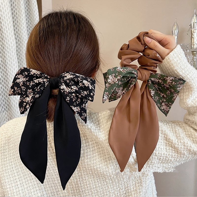 Floral Ribbon Bow Hair Tie Ribbon Korean Fashion Scrunchies Hairband