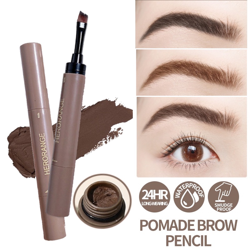 2 IN 1 Pomade Brow Pencil Eyebrow Cream Gel With Brush Longlasting