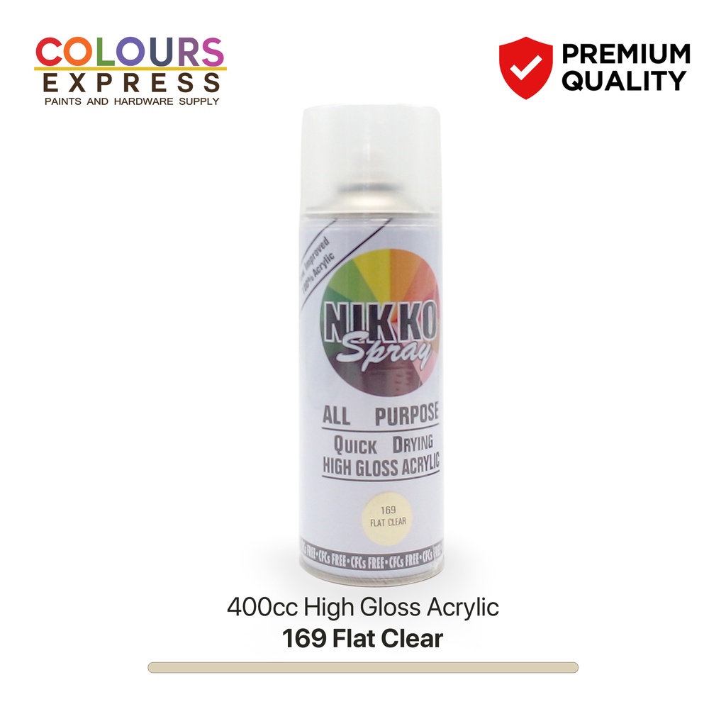 Nikko Spray Paint 169 Flat Clear All Purpose Quick Drying HighGloss