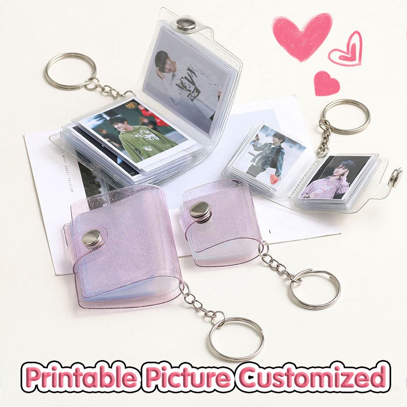Mini Photo Album Cute Keychain Krop Photocards Holder Transparent