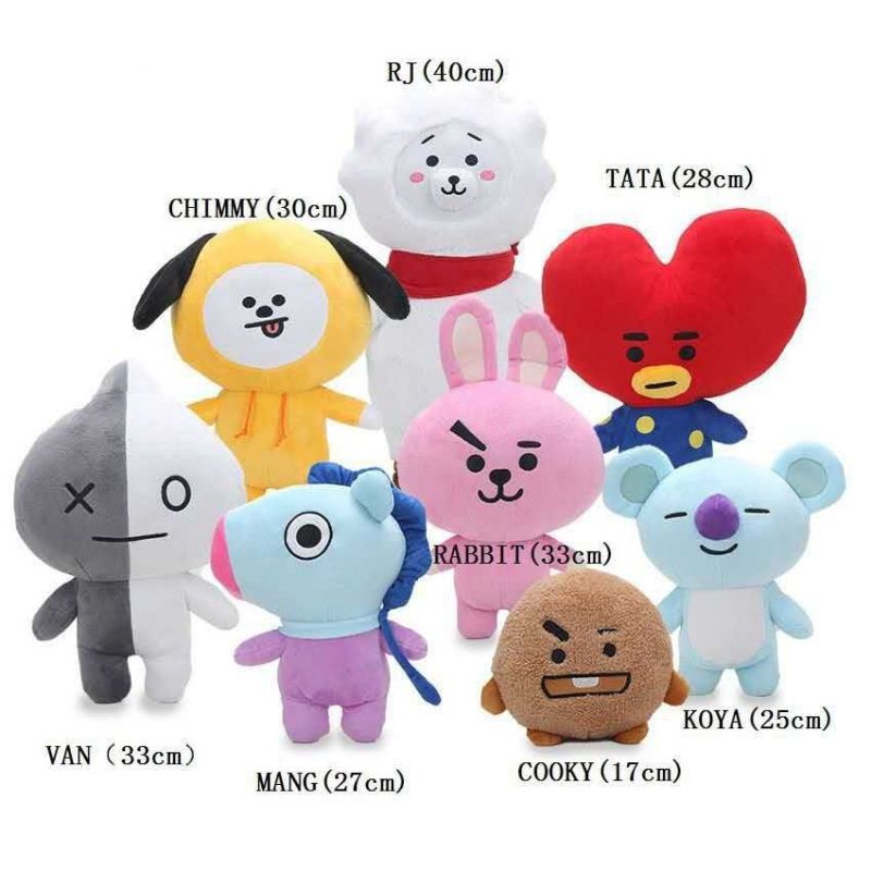 Happy 7inch Bt21 stuff toy Chimmy, cooky and tata bts stuffed toy
