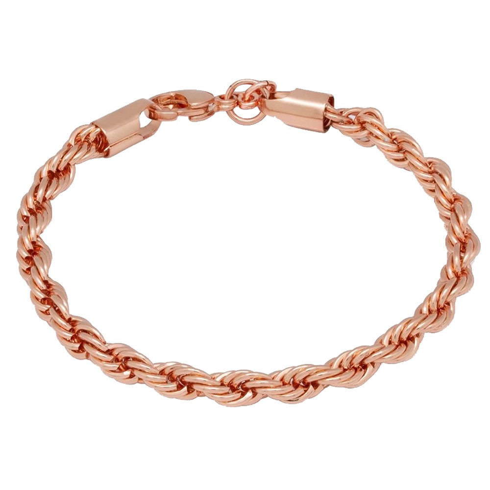 Diamante Collection 24k Rose GoldPlated Korean Rope Chain Bracelet