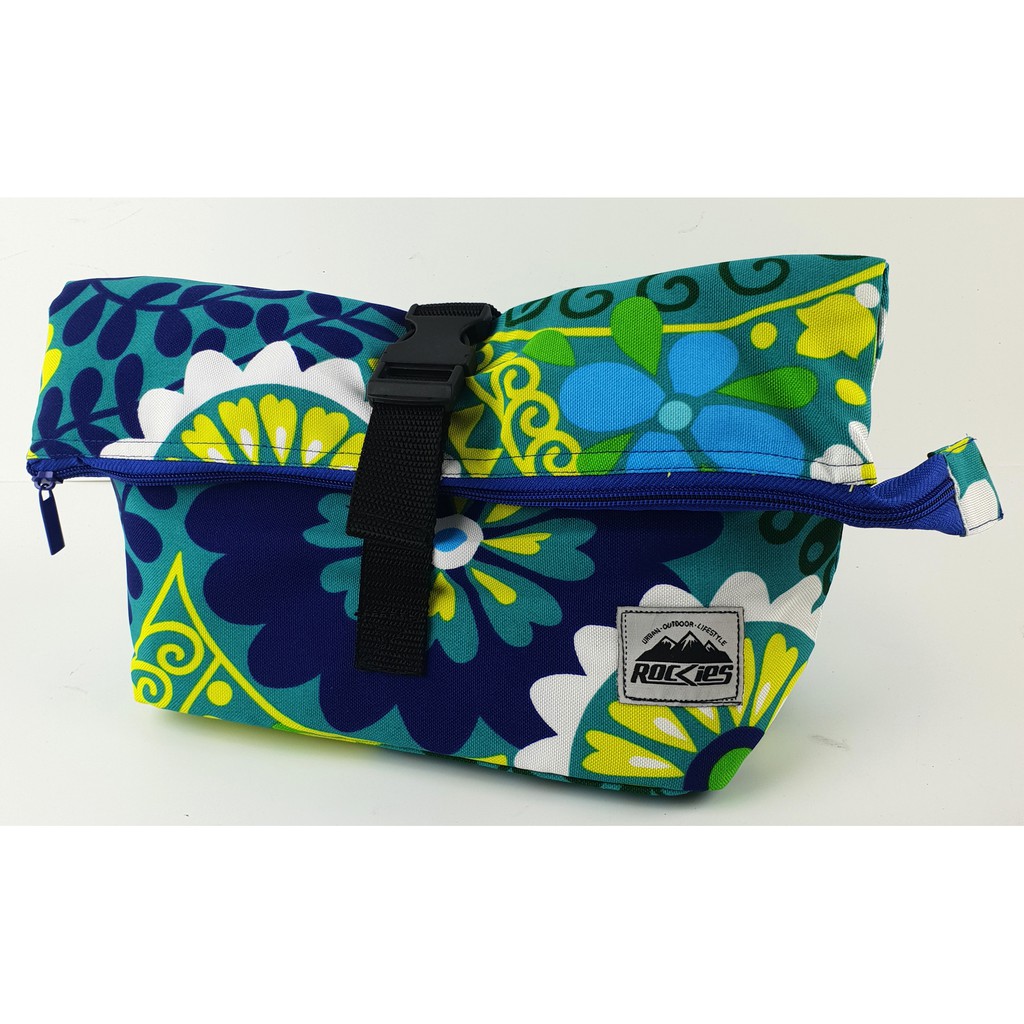 Lunch Bag Clutch type foldable zip on flap with nylon strap push lock