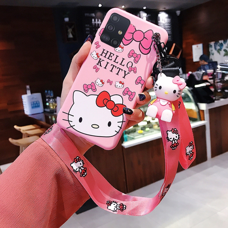 For Samsung Galaxy A51 A71 3D Cute Soft Pink Hello Kitty Silicone Phone