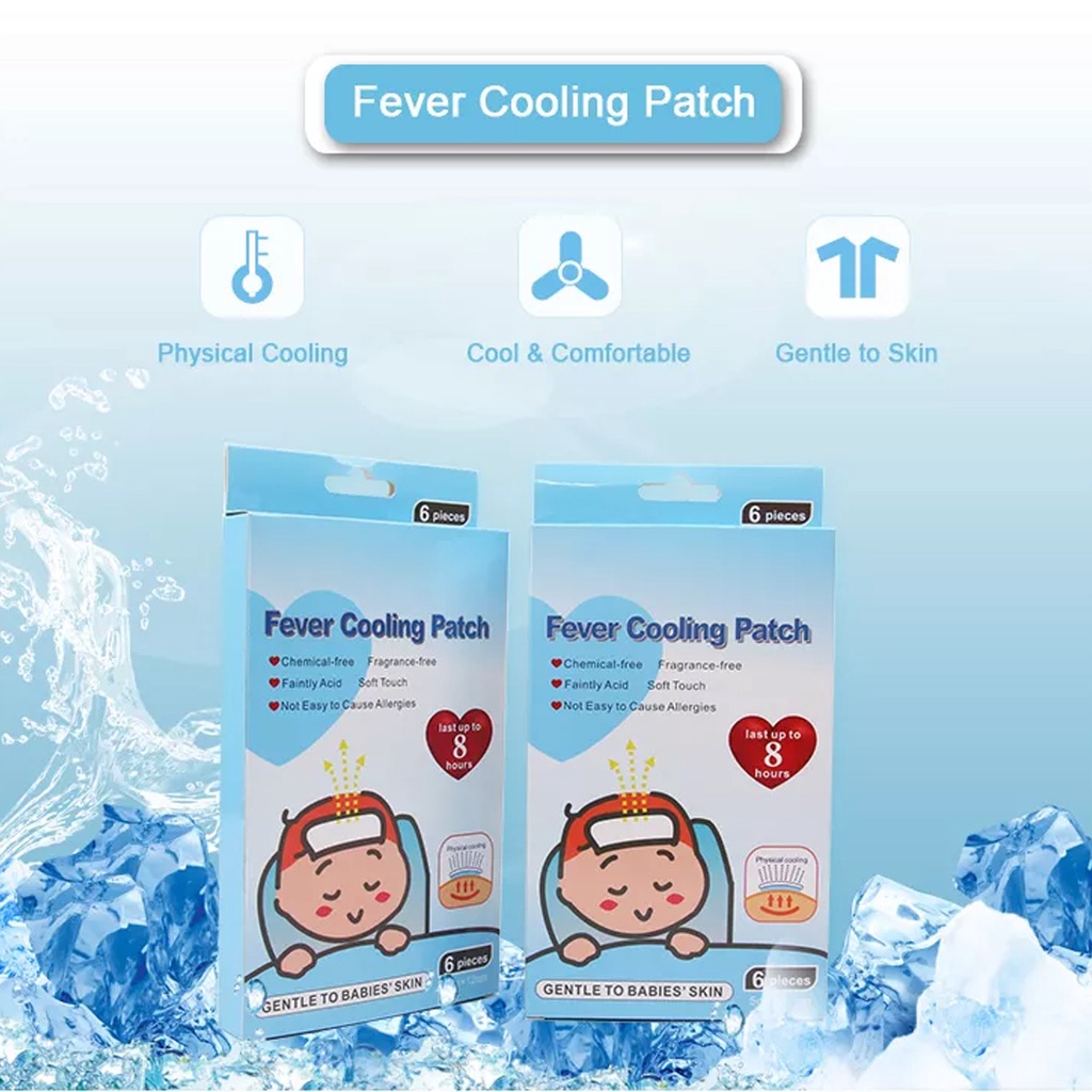 [6 Pads/Box] Fever Cooling Pads Cooling Gel Patch for Fever Headache