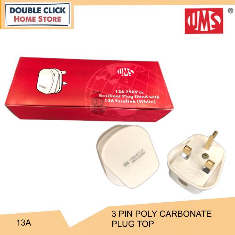 UMS 13A Fused 3 Pin Plug Top Poly Carbonate Uk type 240V 3 Pin Plug Top