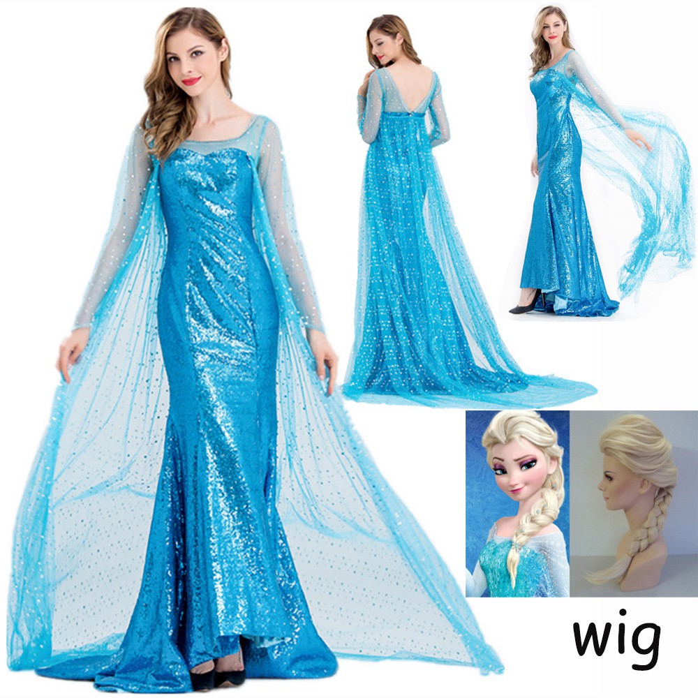 Woman Princess Anna Elsa Princess Dress Queen Anna Costume Adult Snow Grow Princess Elsa Cosplay