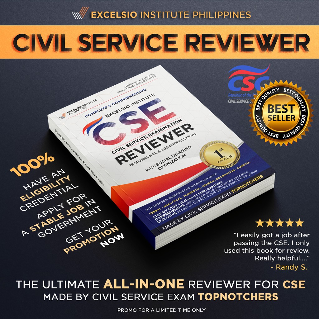 Excelsio Civil Service Exam Reviewer Edition 2022 Shopee Philippines