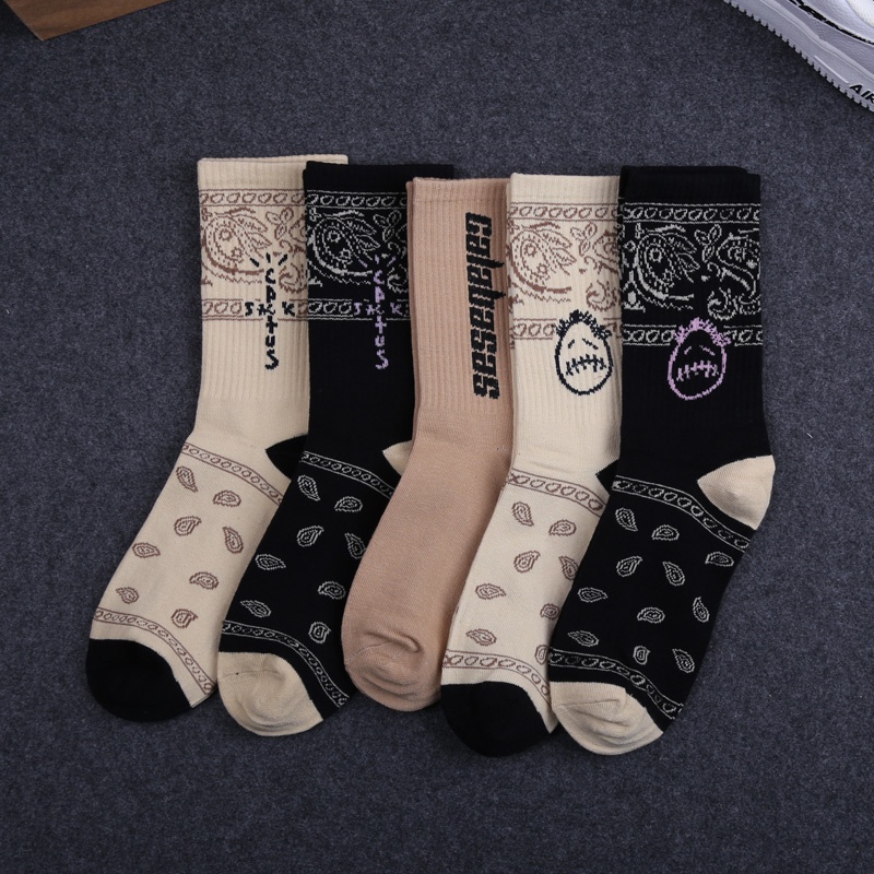 Men's Socks Bandana Iconic Korean Fashion Socks Mid Cut Hip Hop Culture