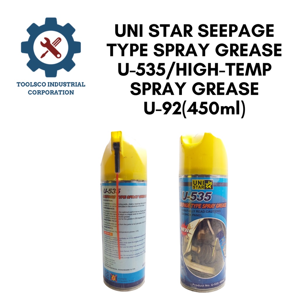 UNI STAR SEEPAGE TYPE SPRAY GREASE U535/HIGHTEMP SPRAY GREASE U92