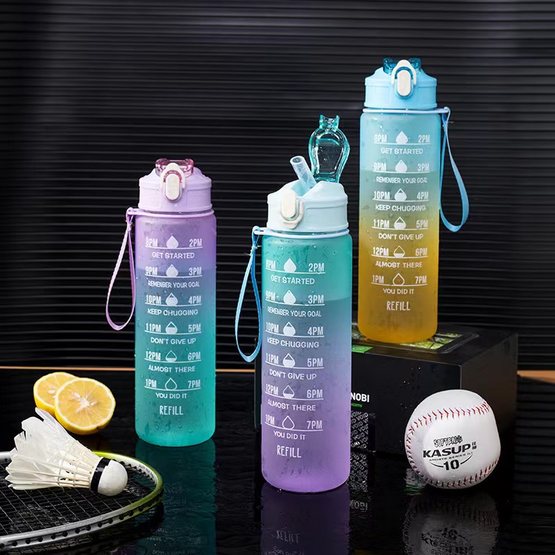 1Liter Water Bottles 1L Jumbo Pastel Sports Tumbler With Time Marker