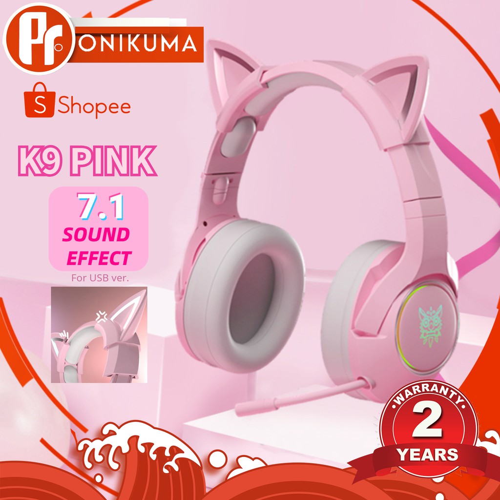 100 Original ONIKUMA K9 PINK Cat Ear Cut Gaming Headset