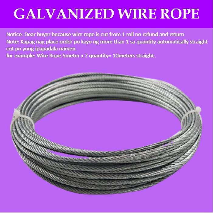Mago Steel Cable 4mm 5mm 6mm 8mm 5meters Galvanized Steel Wire Rope
