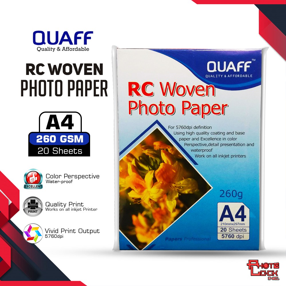 QUAFF RC Woven Photo Paper 260gsm Resin Coated Paper A4 5R 4R 3R
